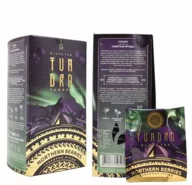 Тундра черный чай. TUNDRA NORTHERN BERRIES. Северные ягоды, 25 фильтр пакетиков 50гр.